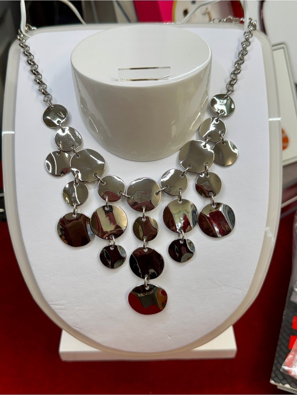 Chico's Silver Multi-Disc Cascade Necklace